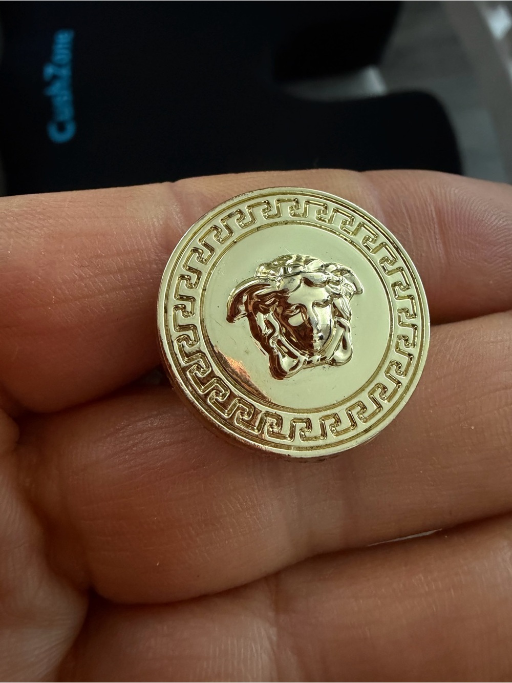 Unbranded unisex upcycled ring Gold-tone Medallion with Sculpted Face Motif